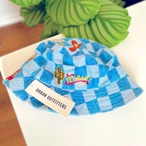 Urban Outfitters Denim Checkered Bucket Hat